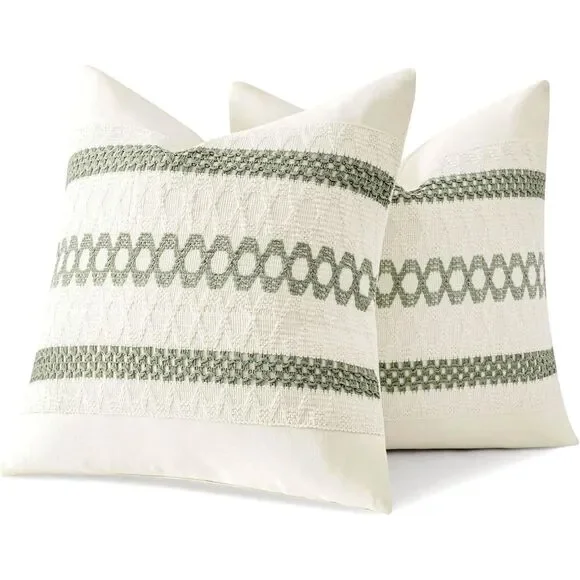🌿 MIULEE Sage Green Boho Pillow Covers 20x20 Set of 2 Modern Macrame Farmhouse - Picture 2 of 9